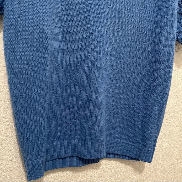 Womens Blue Short Sleeve Crochet Boho Beach Top Blouse Size L - Picture 3 of 8